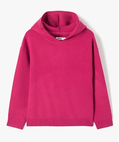 pull fille a capuche avec rayures pailletees rose pullsD575801_1