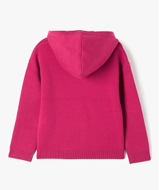pull fille a capuche avec rayures pailletees rose pullsD575801_3