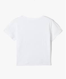 tee-shirt fille a manches courtes imprime coupe large et courte blanc tee-shirtsD575901_3