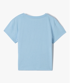 tee-shirt fille a manches courtes imprime coupe large et courte bleuD576001_3