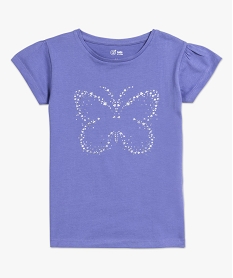 GEMO Tee-shirt fille loose à poche en dentelle anglaise Beige