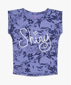 GEMO Tee-shirt fille avec motif sur le buste et boutons sur lépaule Beige