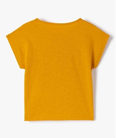 tee-shirt fille avec motif sur le buste et boutons sur l’epaule jaune tee-shirtsD577301_3