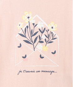 tee-shirt fille loose a imprime fleuri et message roseD577401_2