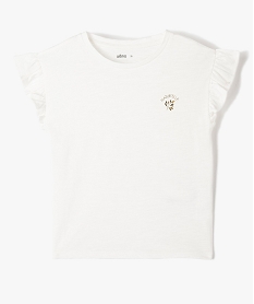 GEMO Tee-shirt fille à manches courtes avec volants Beige