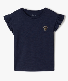 tee-shirt fille a manches courtes avec volants bleu tee-shirtsD578101_1