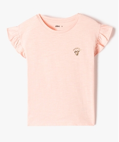 tee-shirt fille a manches courtes avec volants rose tee-shirtsD578201_1