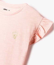 tee-shirt fille a manches courtes avec volants rose tee-shirtsD578201_2