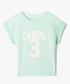 tee-shirt fille a manches courtes avec revers cousus - camps united vertD579001_1