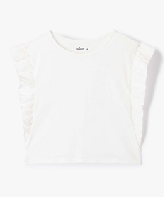 GEMO Tee-shirt avec volants sur les côtés fille blanc chine