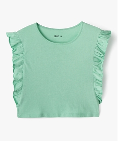 GEMO Tee-shirt fille avec volants sur les côtés Vert