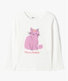 tee-shirt fille a manches longues avec motif paillete beige tee-shirtsD580701_4