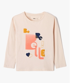 tee-shirt fille a manches longues imprime beige tee-shirtsD581001_1