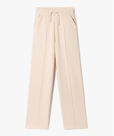 GEMO Pantalon de jogging fille coupe large non resserrée dans le bas Beige