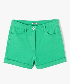 GEMO Short fille en toile denim avec revers vert standard