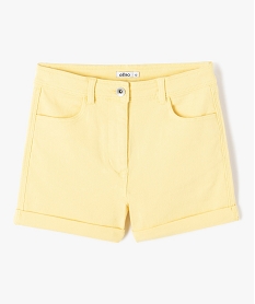 GEMO Short fille en toile denim avec revers jaune standard