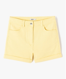 short fille en toile denim avec revers jaune shortsD585401_1