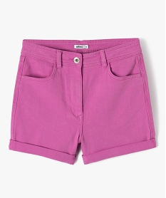 GEMO Short fille en toile denim avec revers violet standard