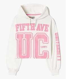 sweat fille a capuche coupe courte avec inscription - camps united beige sweatsD587101_1