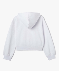 sweat fille zippe a capuche coupe courte blancD587401_4