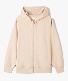 sweat fille zippe a capuche avec interieur molletonne beige sweatsD587601_1