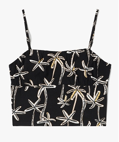GEMO Blouse fille à fines bretelles coupe courte noir vif