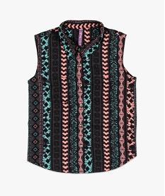 GEMO Chemise fille à manches courtes avec motifs palmiers Noir