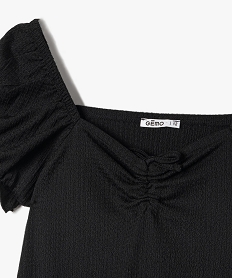 blouse fille imprimee avec finitions smockees noir chemises et blousesD590801_2