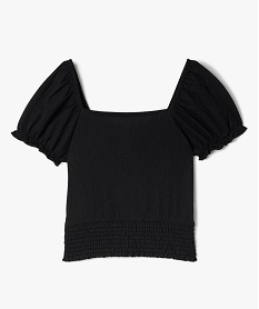 blouse fille imprimee avec finitions smockees noir chemises et blousesD590801_3