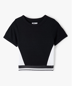 tee-shirt fille bicolore court a manches courtes noir tee-shirtsD592001_1