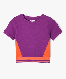 GEMO Tee-shirt fille bicolore court à manches courtes violet standard