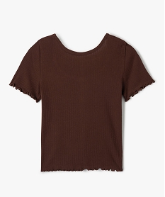 tee-shirt fille a manches courtes en maille cotelee brun tee-shirtsD592701_3