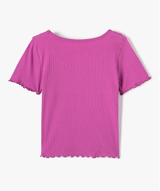 tee-shirt fille a manches courtes en maille cotelee violetD592801_3