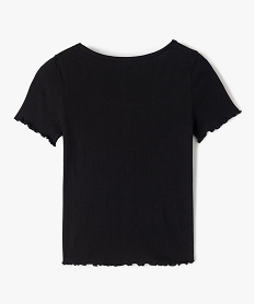 tee-shirt fille a manches courtes en maille cotelee noir tee-shirtsD593001_3