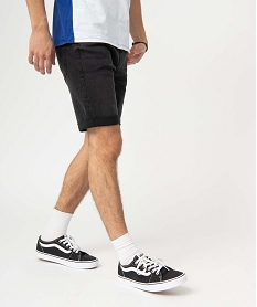 bermuda homme en jean extensible delave gris shorts en jeanD598501_1