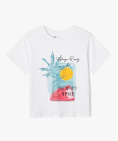 GEMO Tee-shirt fille à motifs  Sunset  coupe ample Blanc