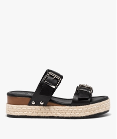 GEMO Mules femme compensées à semelle en corde noir standard