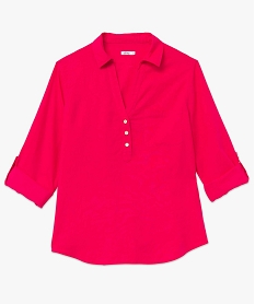 chemise femme avec col boutonne contenant du lin rose chemisiersD602801_4