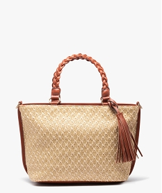 GEMO Sac femme trapèze à tissage et bandoulière amovible Beige