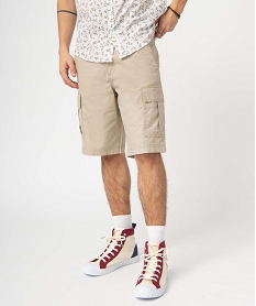 GEMO Bermuda homme cargo en toile délavée Beige