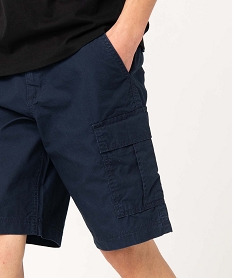 bermuda homme cargo en toile delavee bleuD605401_2