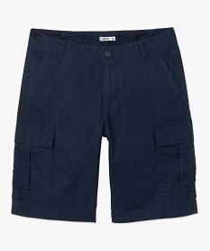 bermuda homme cargo en toile delavee bleuD605401_4