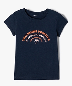 GEMO Tee-shirt fille à manches courtes avec motif Bleu