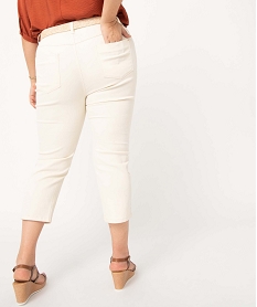 pantacourt femme grande taille en twill colore avec ceinture en paille beige pantacourtsD607101_3