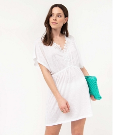 robe de plage femme avec col en dentelle blanc vetements de plageD608801_1