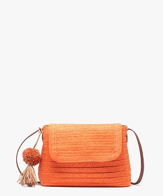 GEMO Sac besace femme en paille avec pompon orange standard