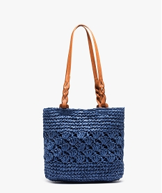 sac cabas en paille unie bleu standardD610001_1