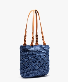 sac cabas en paille unie bleu sacs a mainD610001_2