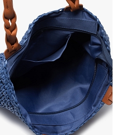 sac cabas en paille unie bleu sacs a mainD610001_3