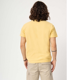 tee-shirt homme col tunisien en maille texturee jaune tee-shirtsD610101_3